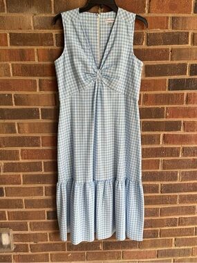 NWOT Calvin Klein Blue and White Gingham Dress - 8